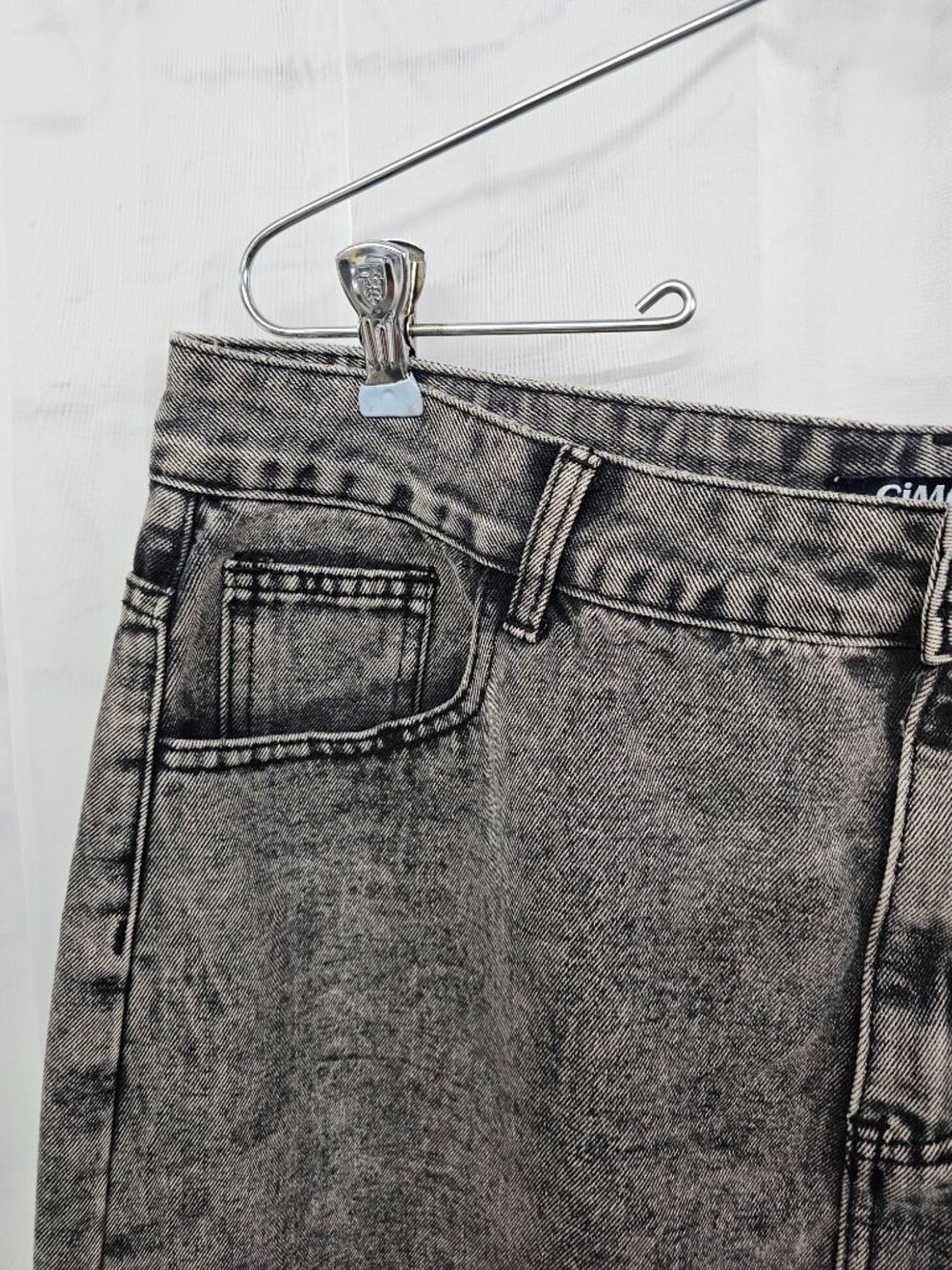 Cimuk Skirt Denim Black Grunge Casual Midi 2XL - Picture 3 of 11